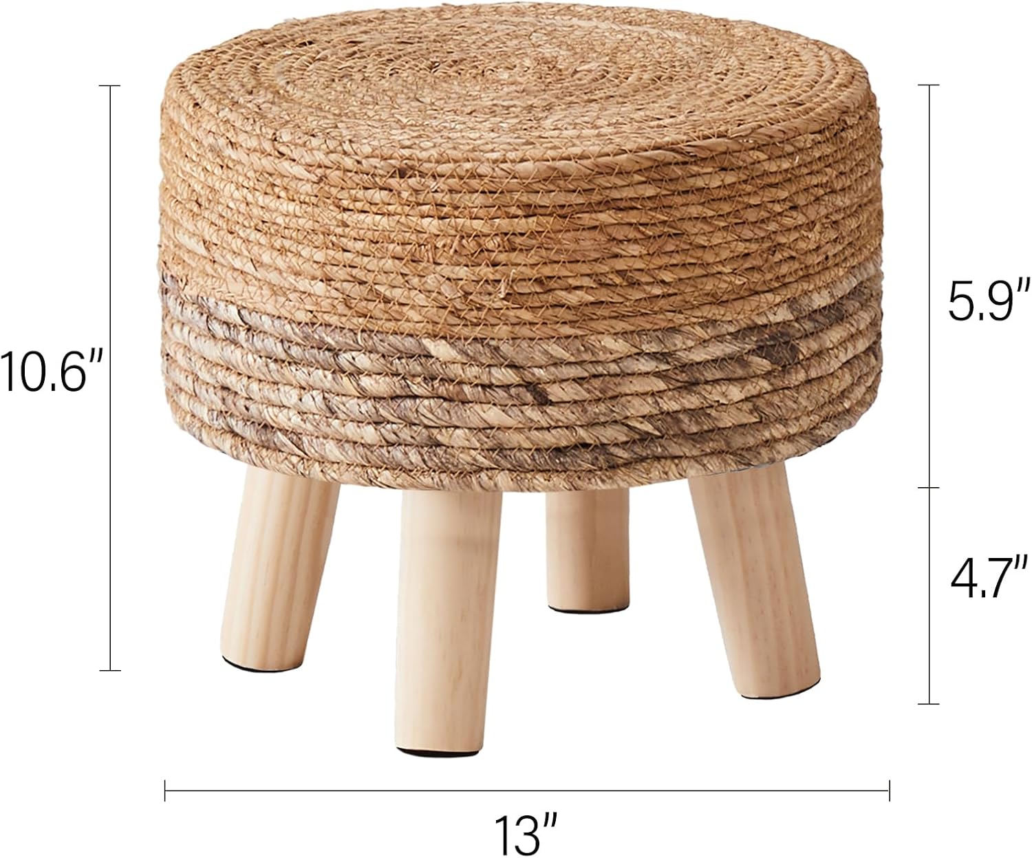 Cpintltr Ottoman Outdoor Sea Grass Stool Poufs Hand Woven Round Foot Stool for Sofa Desk Soft Step Stool Padded Foot Rest Multiple Colors Decorative Furniture Natural/Brown