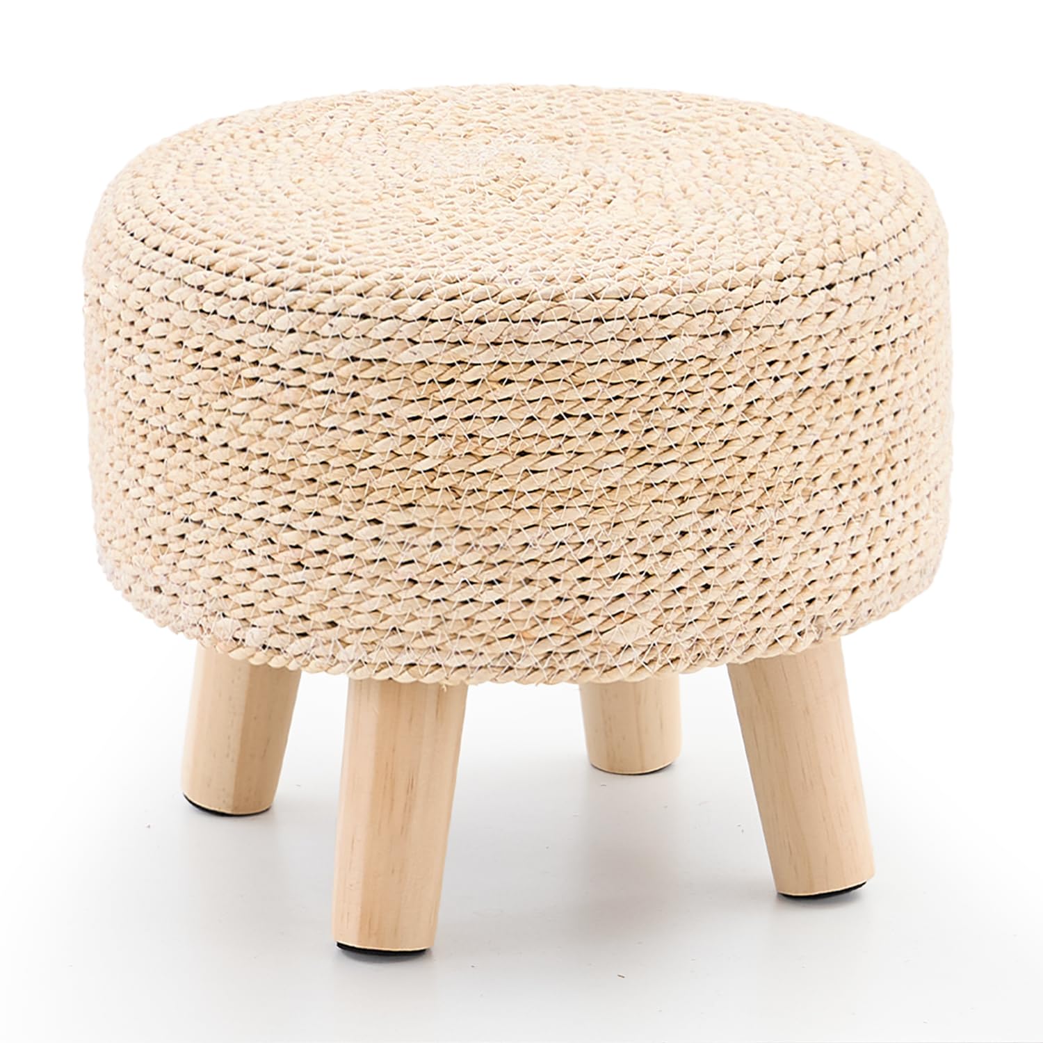Cpintltr Ottoman Outdoor Sea Grass Stool Poufs Hand Woven Round Foot Stool for Sofa Desk Soft Step Stool Padded Foot Rest Multiple Colors Decorative Furniture Natural/Brown