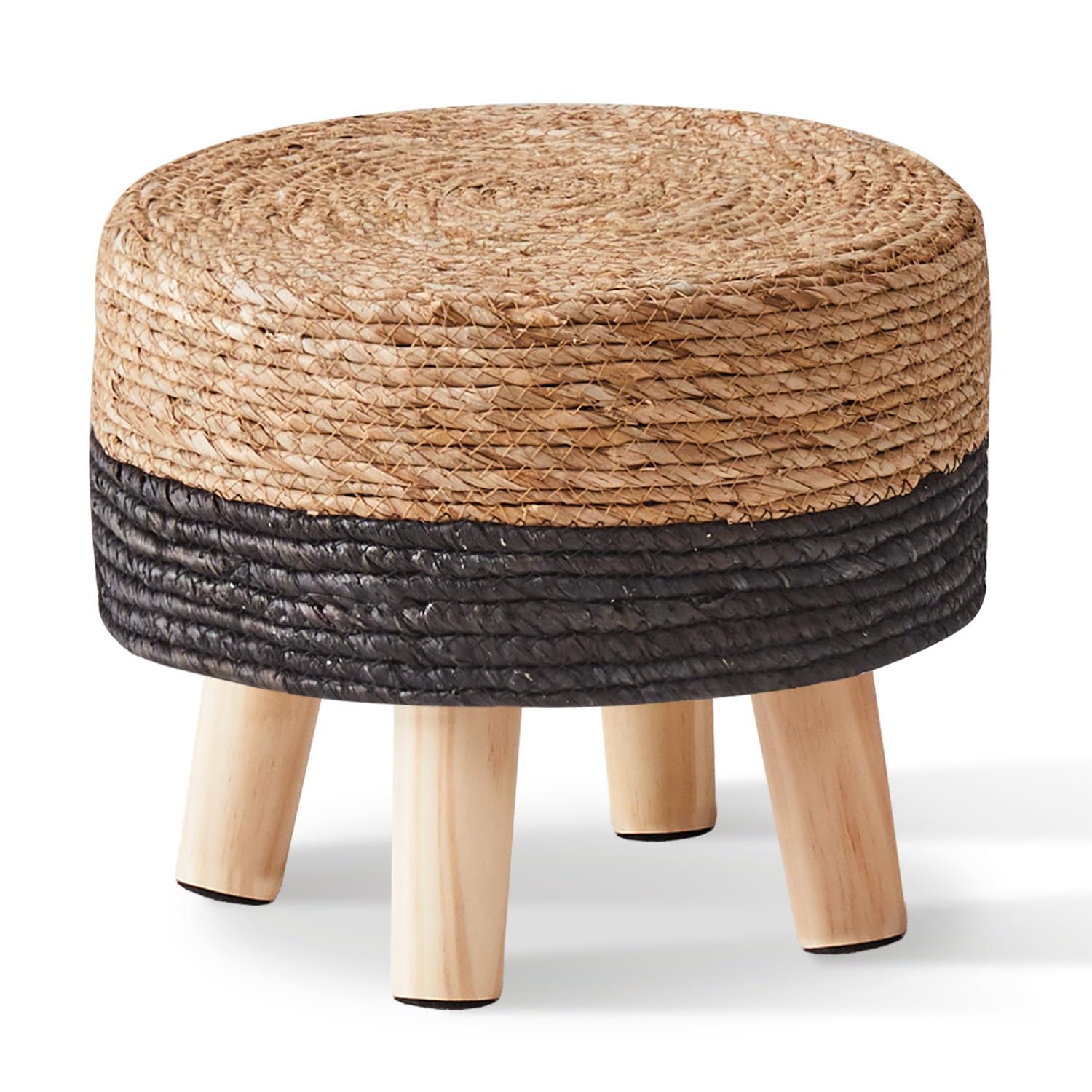 Cpintltr Ottoman Outdoor Sea Grass Stool Poufs Hand Woven Round Foot Stool for Sofa Desk Soft Step Stool Padded Foot Rest Multiple Colors Decorative Furniture Natural/Brown