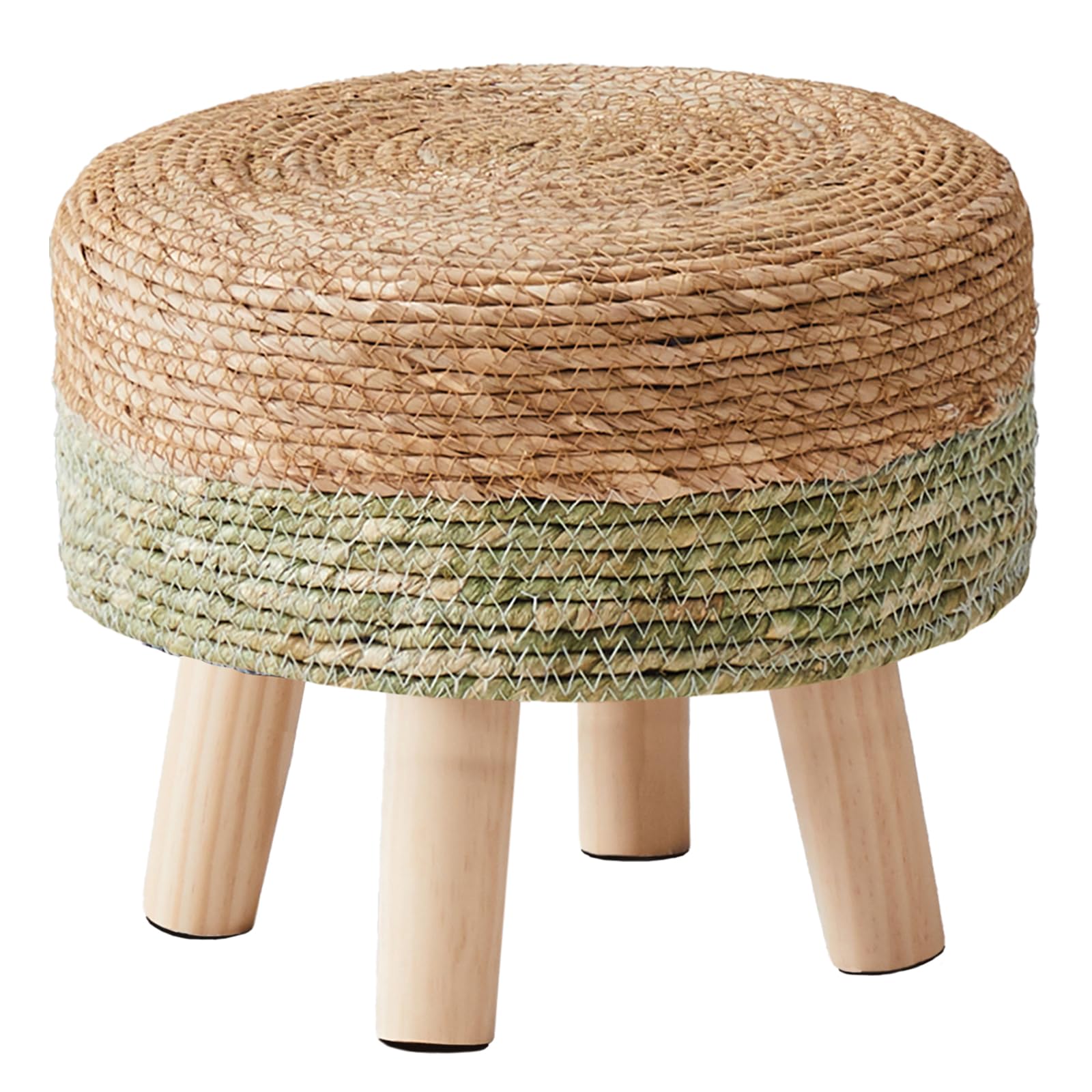 Cpintltr Ottoman Outdoor Sea Grass Stool Poufs Hand Woven Round Foot Stool for Sofa Desk Soft Step Stool Padded Foot Rest Multiple Colors Decorative Furniture Natural/Brown