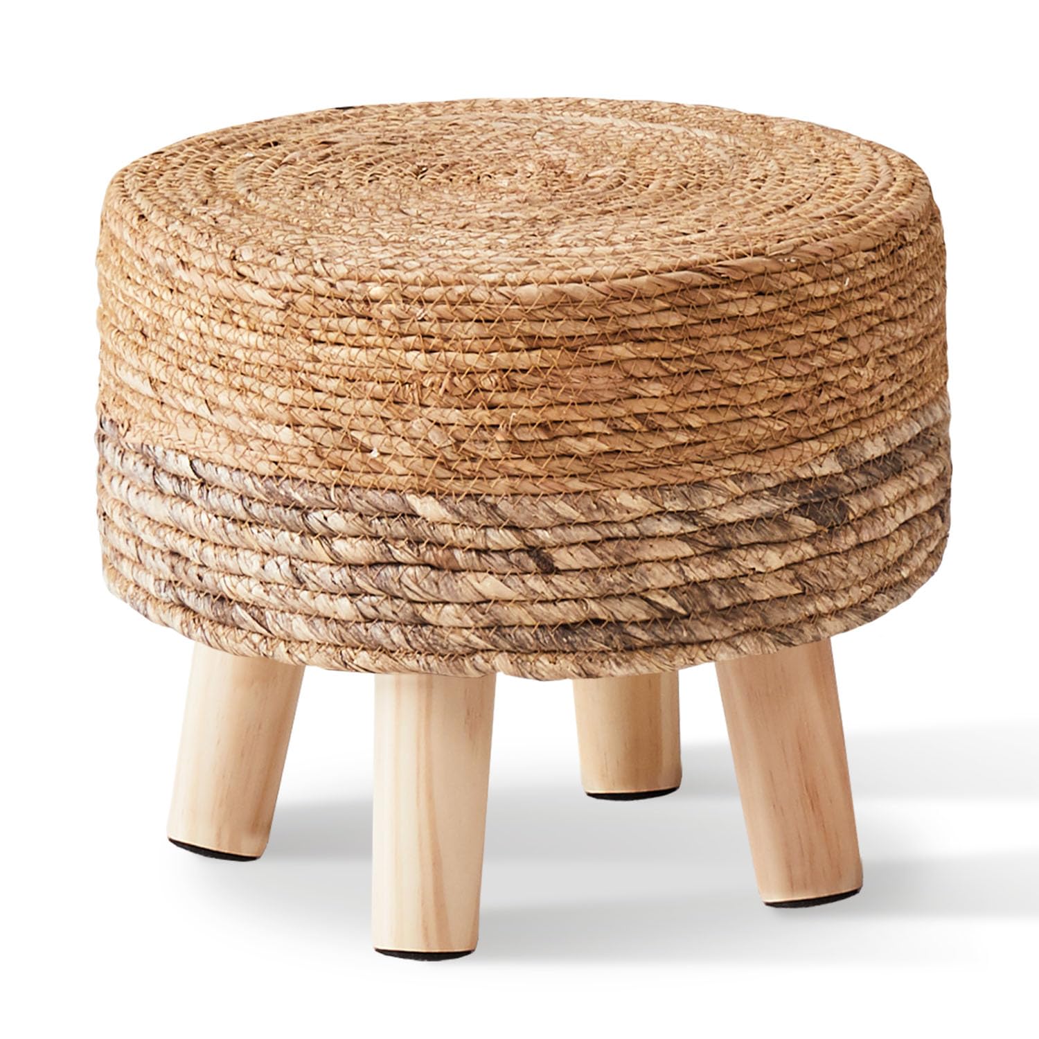 Cpintltr Ottoman Outdoor Sea Grass Stool Poufs Hand Woven Round Foot Stool for Sofa Desk Soft Step Stool Padded Foot Rest Multiple Colors Decorative Furniture Natural/Brown