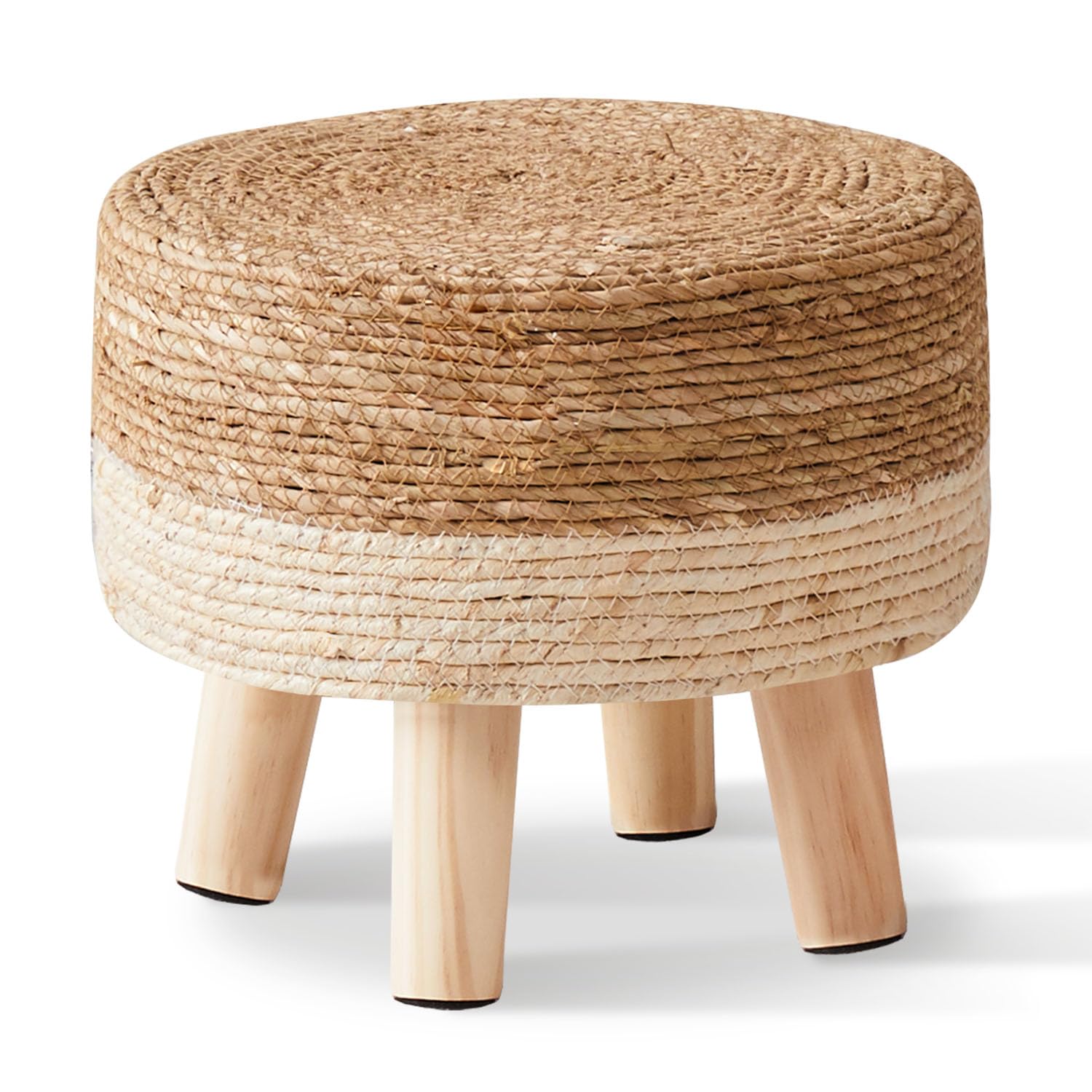 Cpintltr Ottoman Outdoor Sea Grass Stool Poufs Hand Woven Round Foot Stool for Sofa Desk Soft Step Stool Padded Foot Rest Multiple Colors Decorative Furniture Natural/Brown