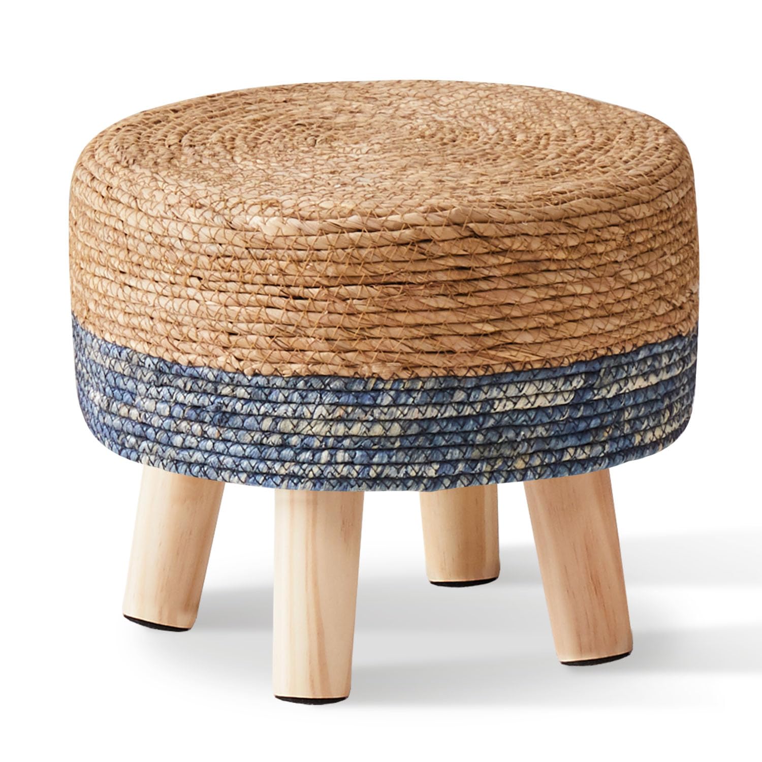 Cpintltr Ottoman Outdoor Sea Grass Stool Poufs Hand Woven Round Foot Stool for Sofa Desk Soft Step Stool Padded Foot Rest Multiple Colors Decorative Furniture Natural/Brown